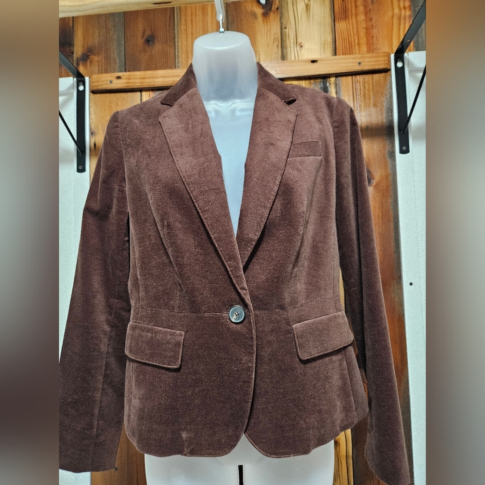 Talbots Brown Suede Blazer with Notched Lapel